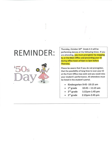 50's Day Schedule