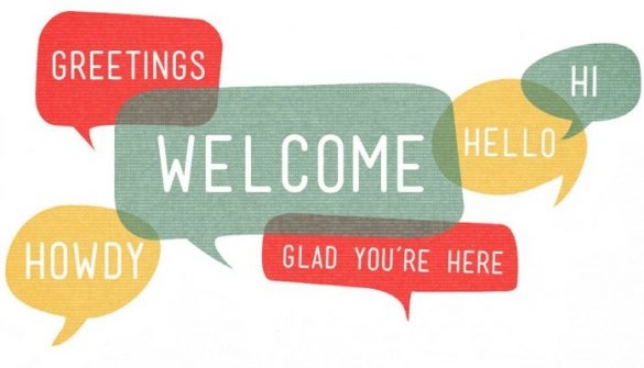 Photo reads Greetings Welcome Glad Youre Here Howdy Hi Hello